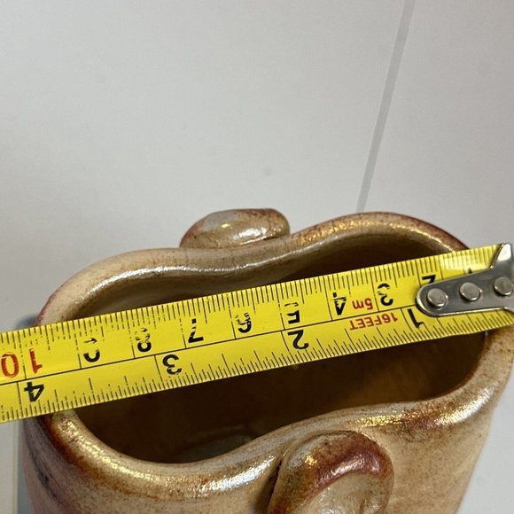 Raku Stoneware Pottery Pot Vase Signed Teri ? Orange/Copper Lava Type Glaze 3.7” - Picture 15 of 15